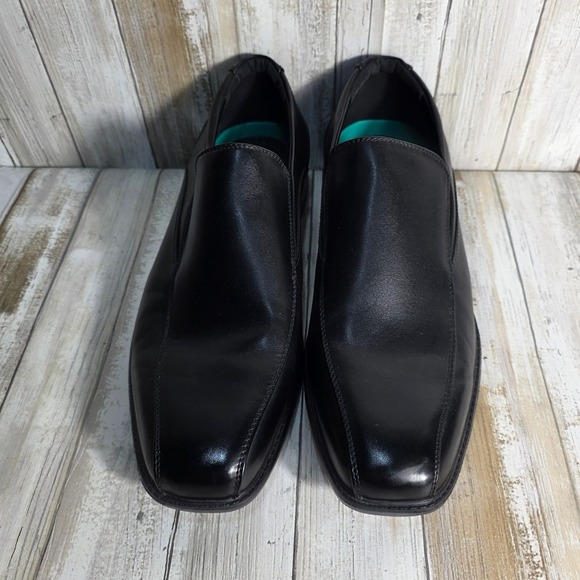 Ashford Hayes Mens Black Leather  Toe Slip On Loafer Dress Shoes Size 12 EEEE